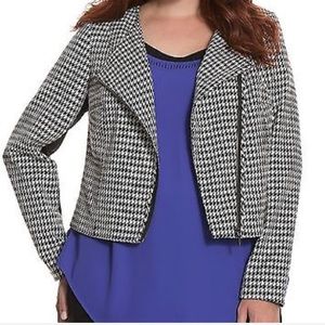Lane Bryant Moto Jacket Houndstooth NWOT 20W